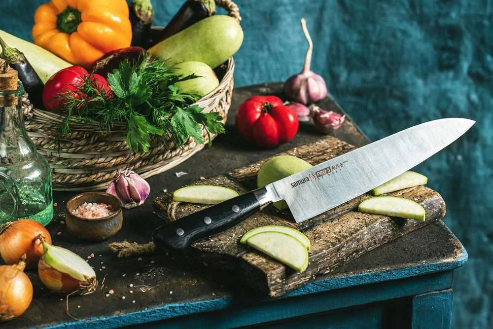 Samura PRO-S Grand Chef peilis 240mm iš AUS 8 japoniško plieno 58 HRC