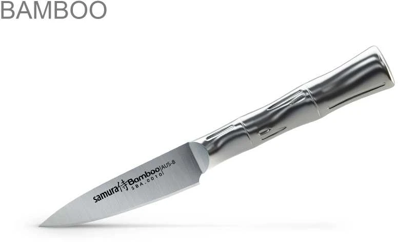 Samura BAMBOO Сhef's Essential peilių rinkinys iš 3 vnt.: Pjovimo peilis / Naudingas peilis / Šefas iš AUS 8 Japoniško plieno 59 HRC