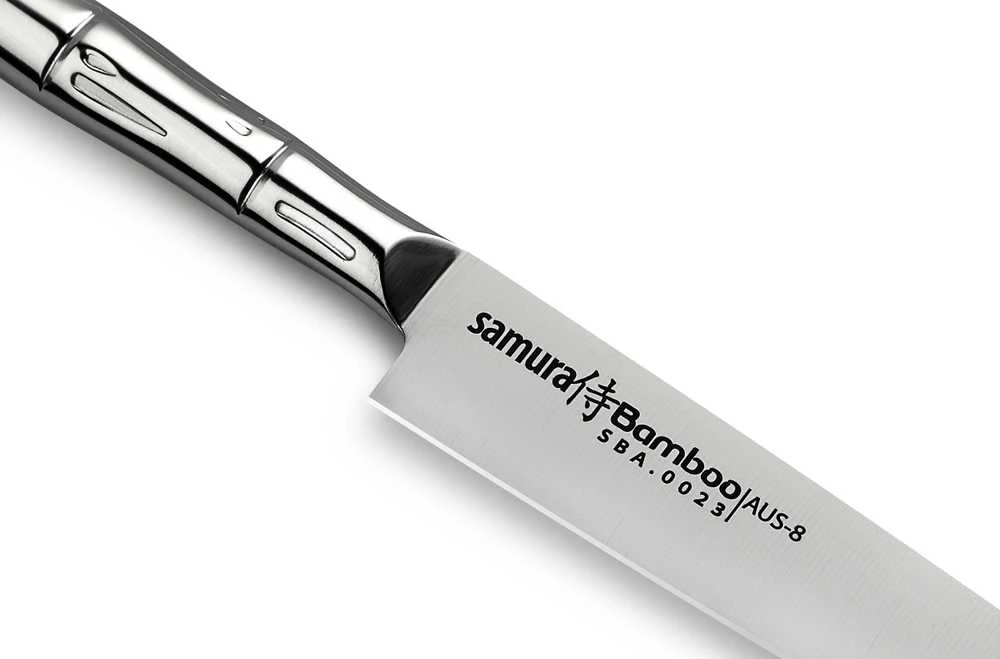 Samura BAMBOO Сhef's Essential peilių rinkinys iš 3 vnt.: Pjovimo peilis / Naudingas peilis / Šefas iš AUS 8 Japoniško plieno 59 HRC