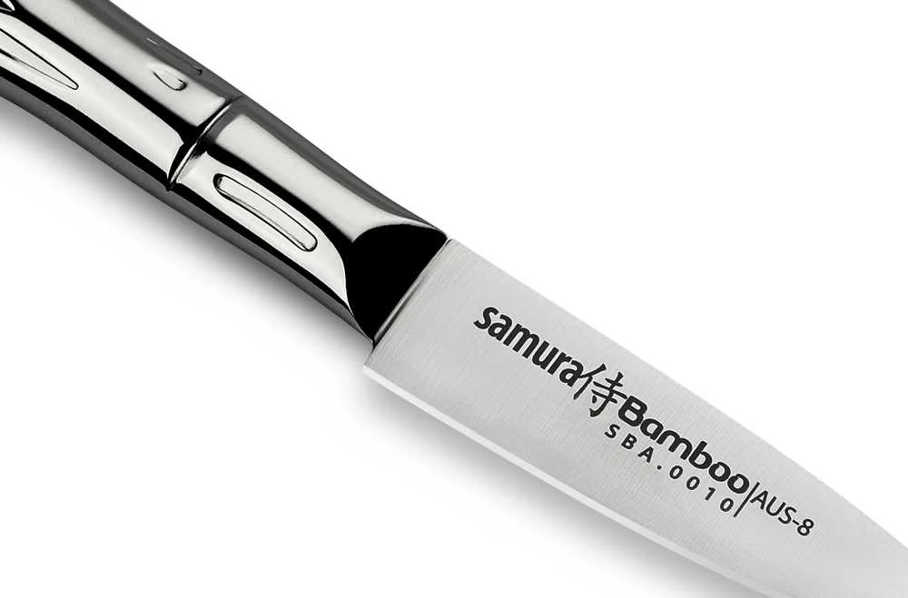 Samura BAMBOO Сhef's Essential peilių rinkinys iš 3 vnt.: Pjovimo peilis / Naudingas peilis / Šefas iš AUS 8 Japoniško plieno 59 HRC