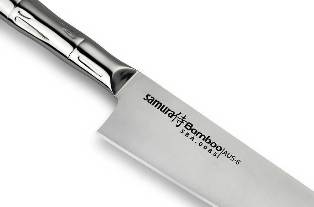 Samura BAMBOO Сhef's Essential peilių rinkinys iš 3 vnt.: Pjovimo peilis / Naudingas peilis / Šefas iš AUS 8 Japoniško plieno 59 HRC