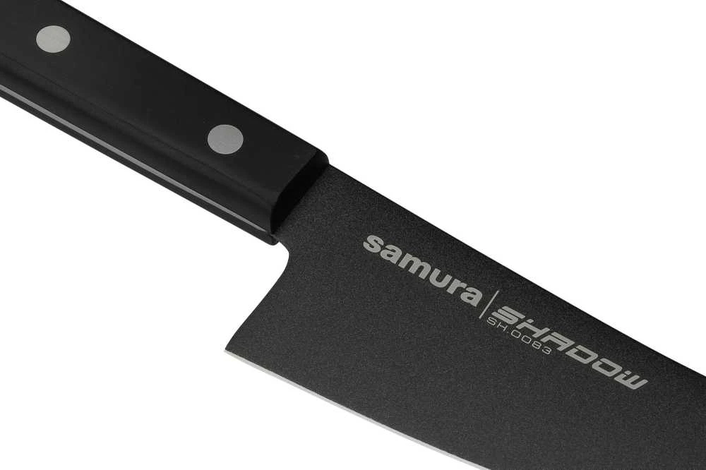 Samura Shadow Small Chef's Kitchen peilis 166 mm AUS-8 nelipni tamsi danga 58 HRC