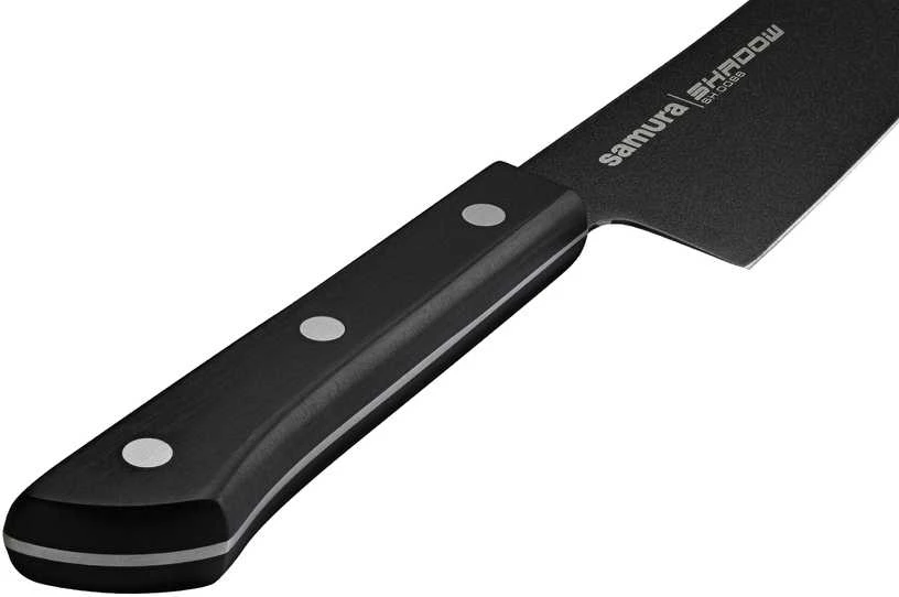 Samura SHADOW Grand Santoku virtuvinis peilis 197 mm – juodas nelimpantis danga, profesionalus pjovimas