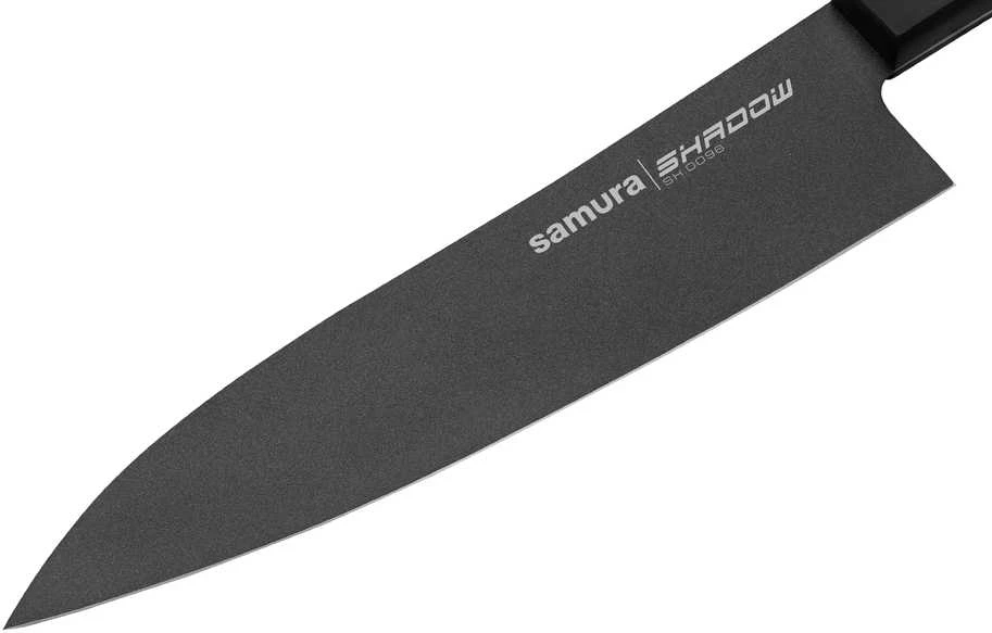 Samura SHADOW Grand Santoku virtuvinis peilis 197 mm – juodas nelimpantis danga, profesionalus pjovimas