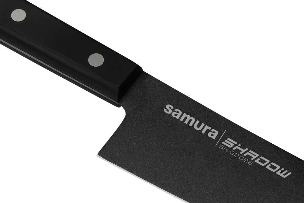 Samura SHADOW Grand Santoku virtuvinis peilis 197 mm – juodas nelimpantis danga, profesionalus pjovimas
