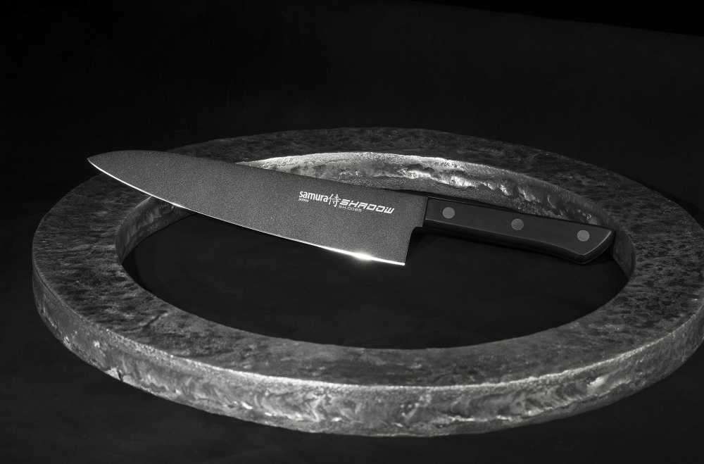 Samura SHADOW Universalus šefo peilis su juoda nepridegančia danga 8,2"/208mm iš AUS 8 japoniško plieno 59 HRC