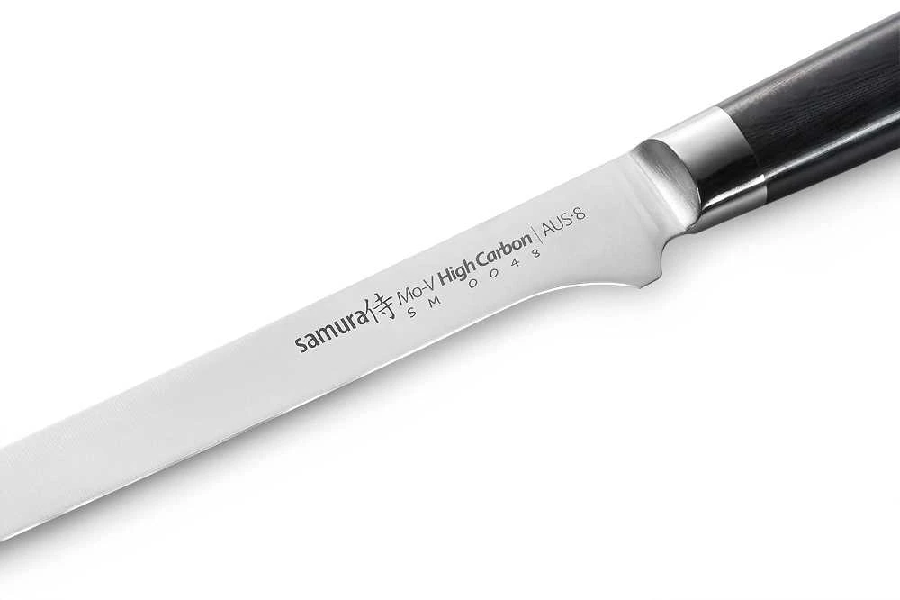 Samura MO-V Super ilgas filė peilis mėsai ir žuviai 218 mm Premium rankena AUS-8 59 HRC