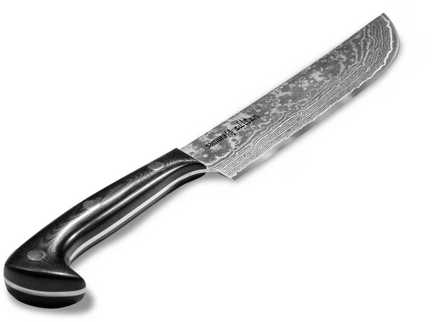 Samura SULTAN virtuvinis šefas peilis 164 mm (7") — profesionalus, ilgaamžis, juodas, ergonomiškas pjovimas
