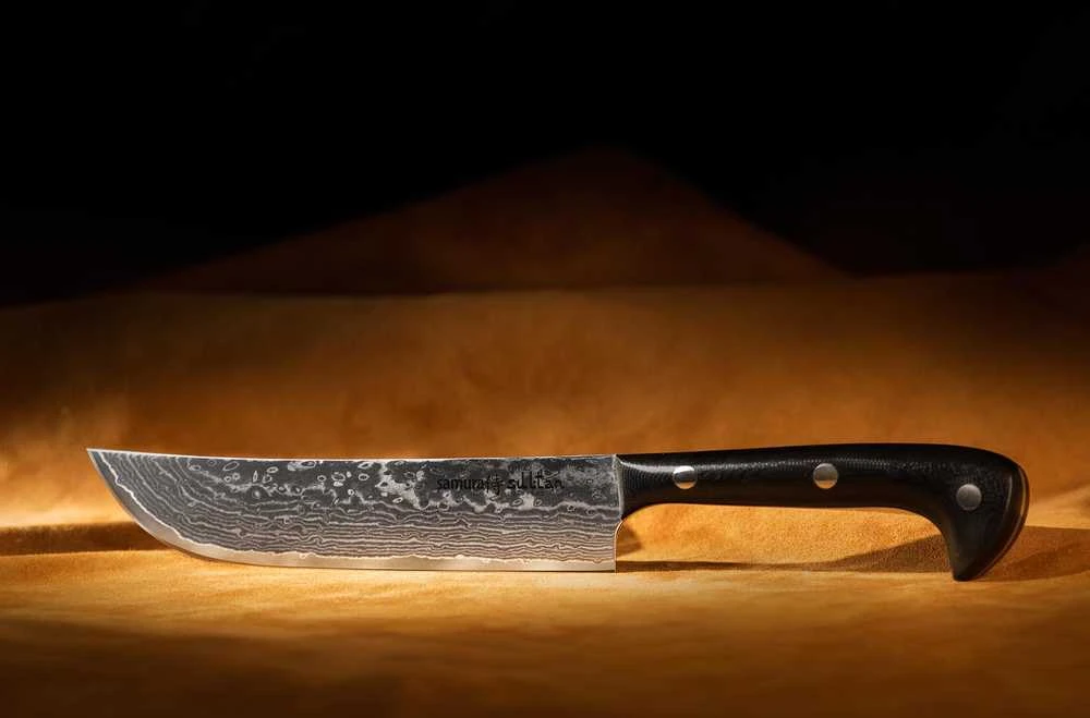 Samura SULTAN virtuvinis šefas peilis 164 mm (7") — profesionalus, ilgaamžis, juodas, ergonomiškas pjovimas
