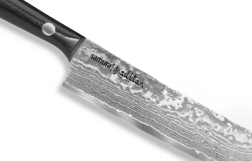 Samura SULTAN virtuvinis šefas peilis 164 mm (7") — profesionalus, ilgaamžis, juodas, ergonomiškas pjovimas
