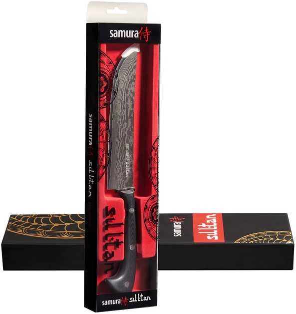Samura SULTAN virtuvinis šefas peilis 164 mm (7") — profesionalus, ilgaamžis, juodas, ergonomiškas pjovimas