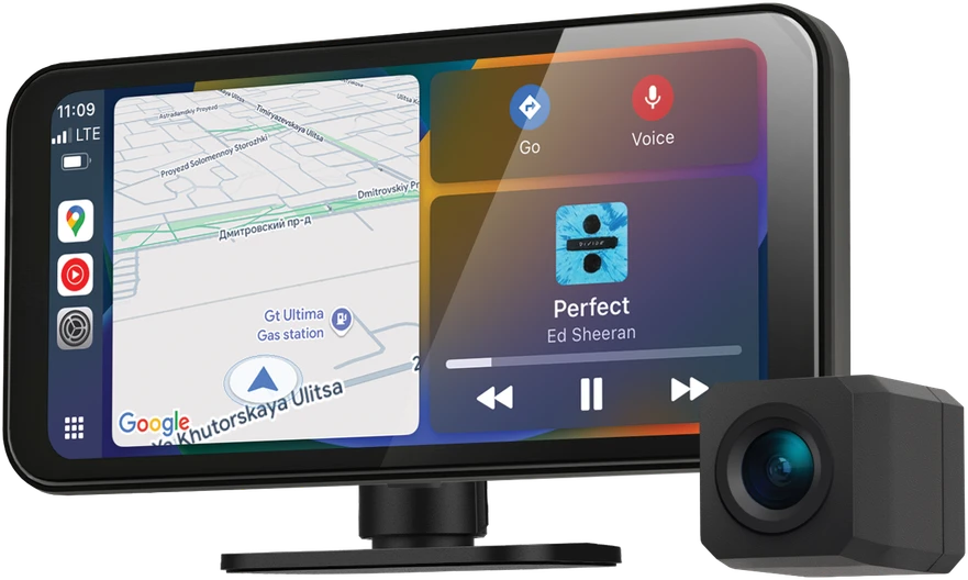 Neoline Smartway 4K 2160p + 1080p dviejų kamerų vaizdo registratorius su Android Auto ir Apple Carplay