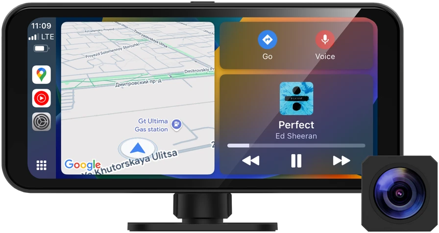 Neoline Smartway 4K 2160p + 1080p dviejų kamerų vaizdo registratorius su Android Auto ir Apple Carplay