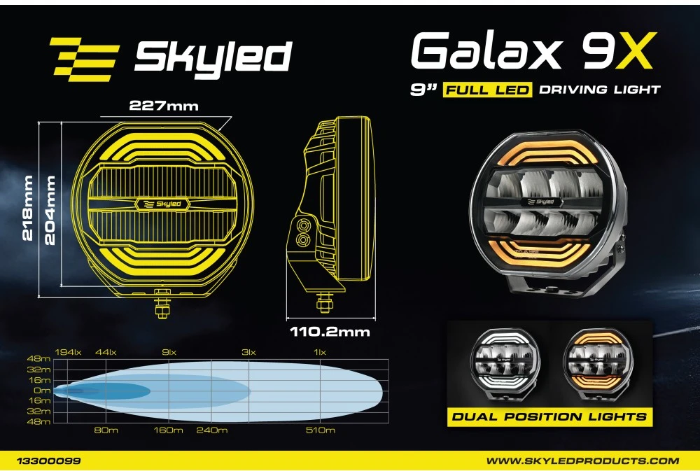 SKYLED Galax 9X FI227 tolimas reflektorius (100W, baltas ir oranžinis) R10/R148/R149
