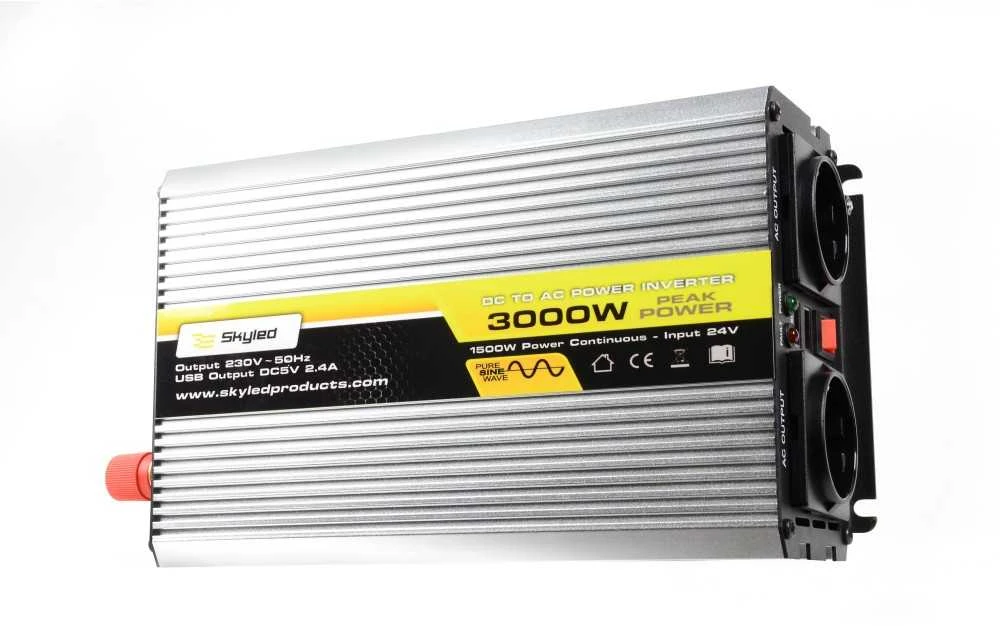 SKYLED Inverteris 3000W su USB, Pilnas Sinusas, 24V → 220V – 226150024