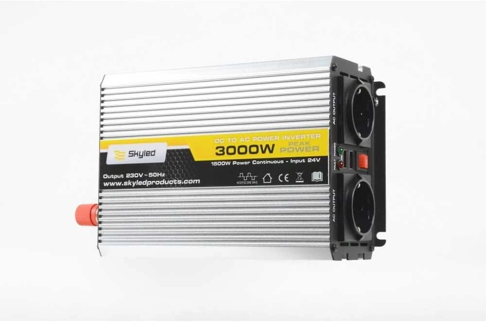 SKYLED Maitinimo Inverteris 1500W/3000W - Profesionalus Modifikuotos Sinusoidės Keitiklis