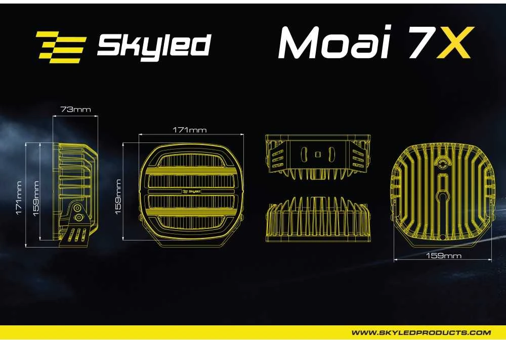 Tolimojo apšvietimo žibintas SKYLED Moai 7X Juodas FI171 (136W, balta ir oranžinė pozicija) R149/R148/R10 - juodas korpusas