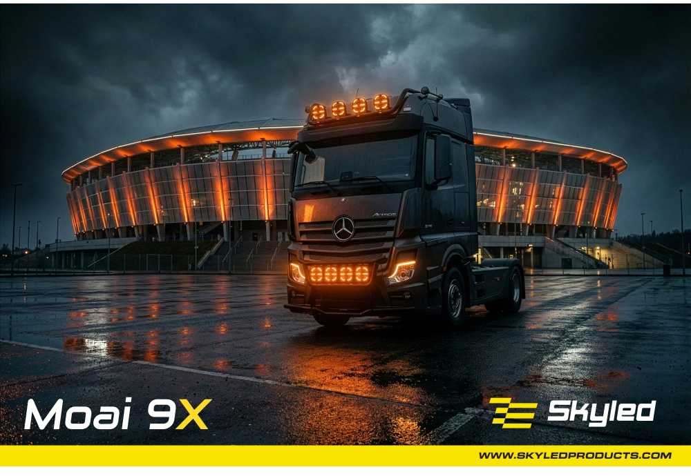 Tolimos šviesos žibintas SKYLED Moai 9X Juodas FI220 (162W balta ir oranžinė pozicija) R149/R148/R10 - juodas korpusas