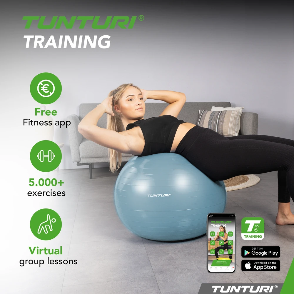 Gimnastikos kamuolys Tunturi Gymball 65–75 cm, Light Mėlyna, Anti Burst (Diametras: 65 cm)