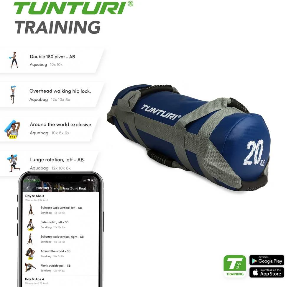 Jėgos maišas TUNTURI Strengthbag 5-25kg (Svoris: 20 kg)