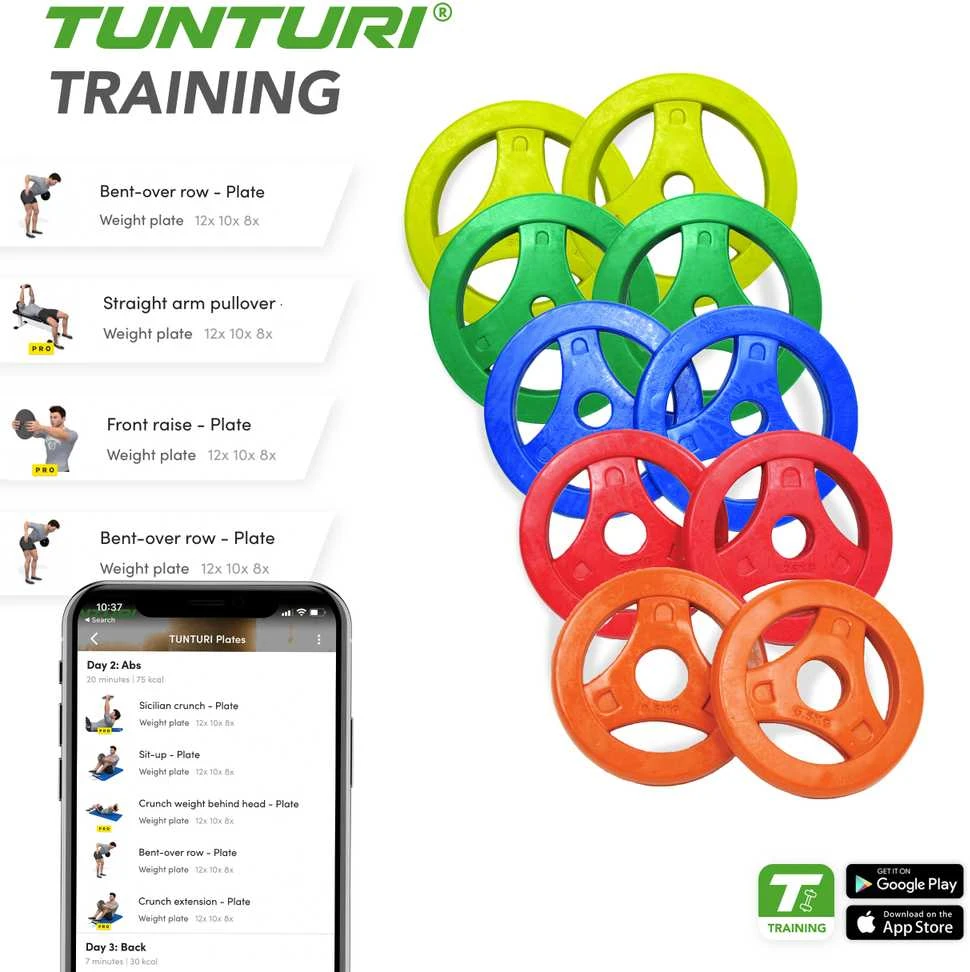 Aerobiniai body pump svarmenys TUNTURI 0,5-10kg (Svoris: 1 x 10 kg)