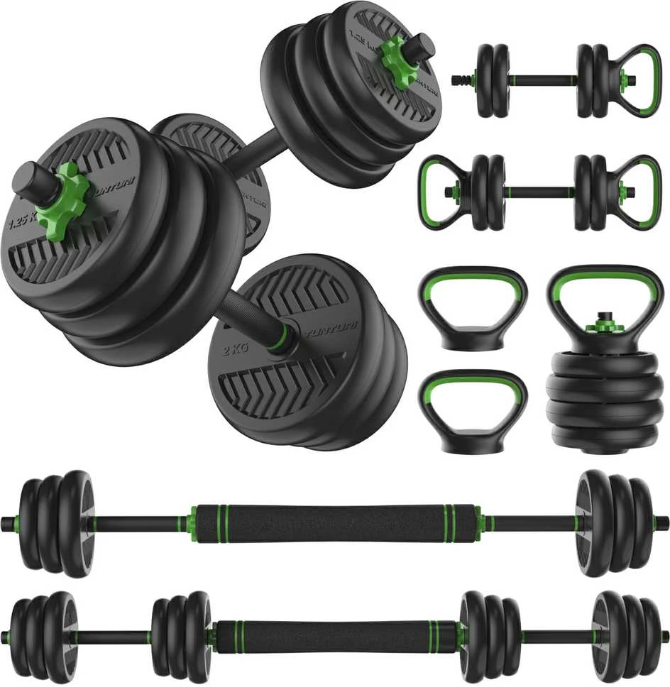 None Svarmenų rinkinys TUNTURI Vinyl Barbell & Dumbbell set (20 / 28 kg) (Svoris: 20 kg)