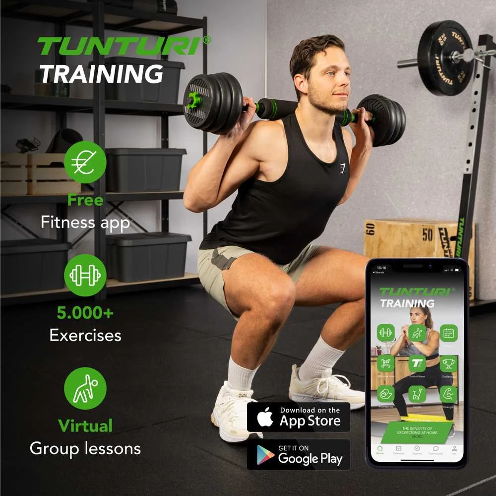 None Svarmenų rinkinys TUNTURI Vinyl Barbell & Dumbbell set (20 / 28 kg) (Svoris: 20 kg)