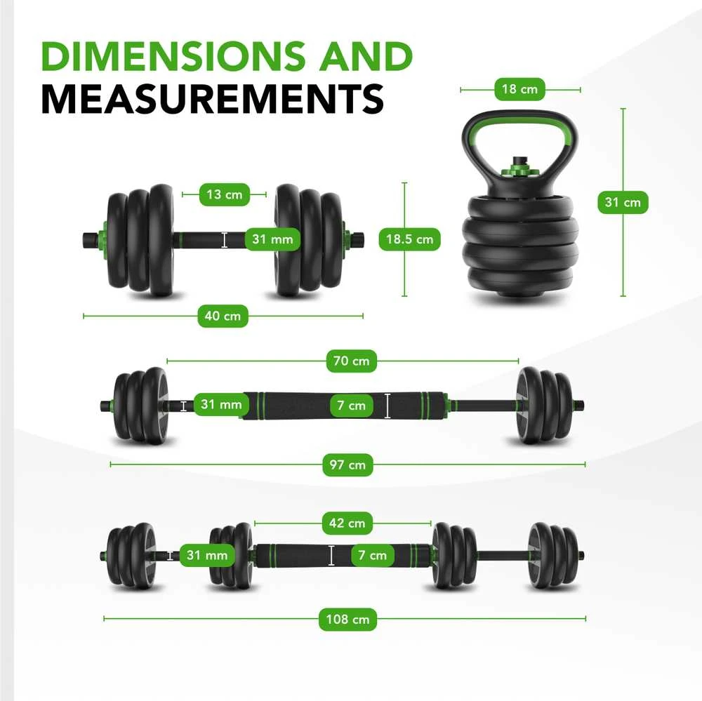 None Svarmenų rinkinys TUNTURI Vinyl Barbell & Dumbbell set (20 / 28 kg) (Svoris: 20 kg)