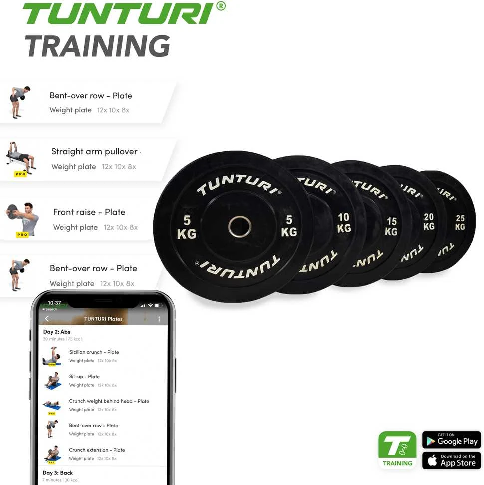 Bumper svarmenys TUNTURI 5-25kg (Svoris: 15 kg)