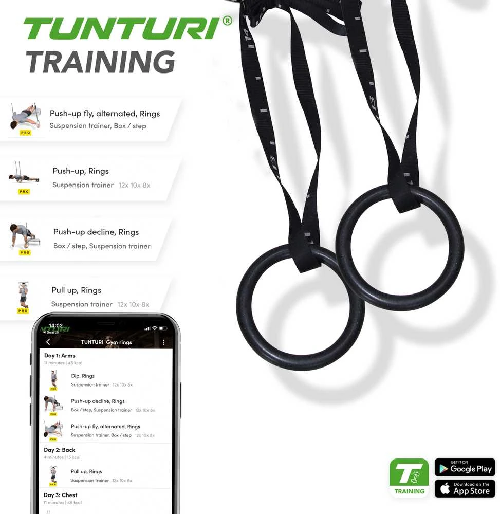 Gimnastikos žiedai TUNTURI ABS 23 cm x 28 mm