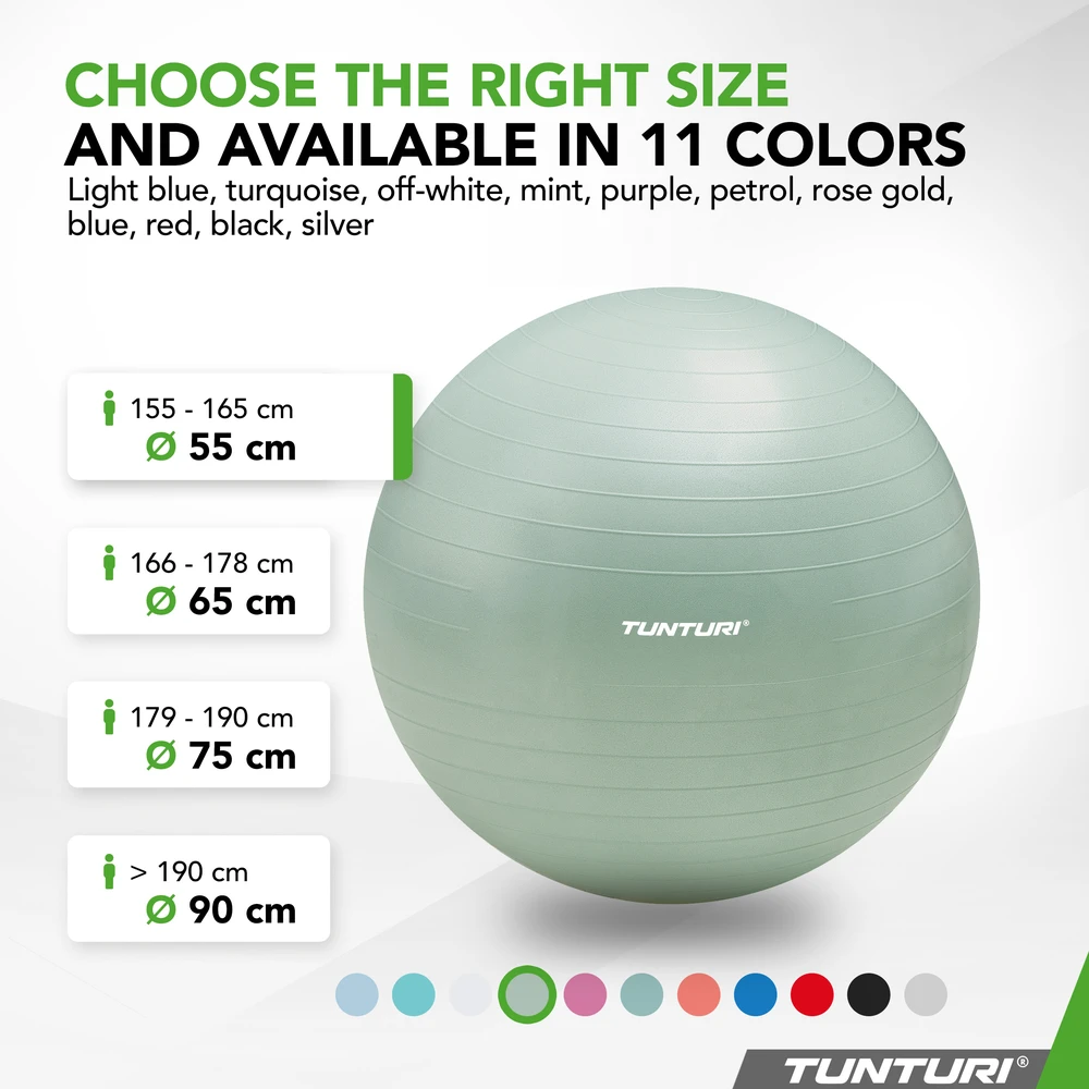 Tunturi Gymball 55cm, Mint, Anti Burst