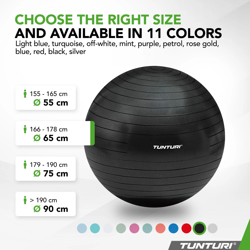 Tunturi Gymball 65cm, juodas