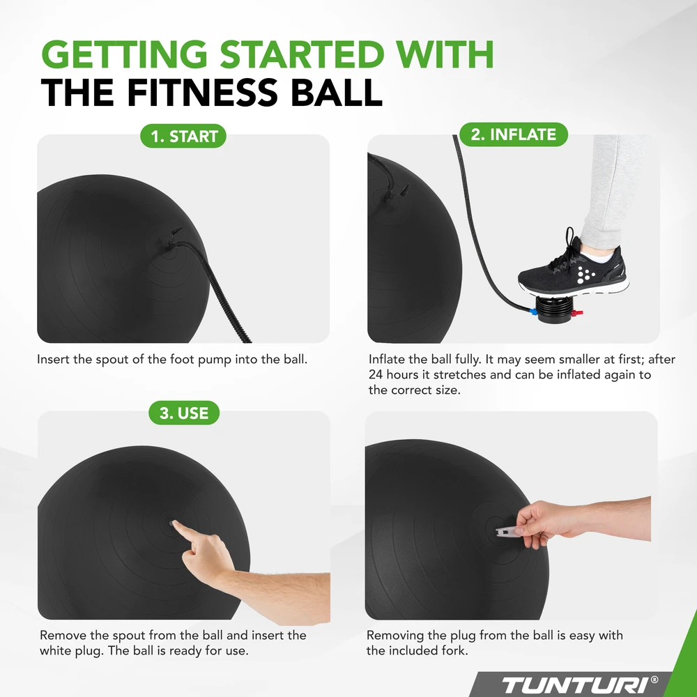 Tunturi Gymball 65cm, juodas