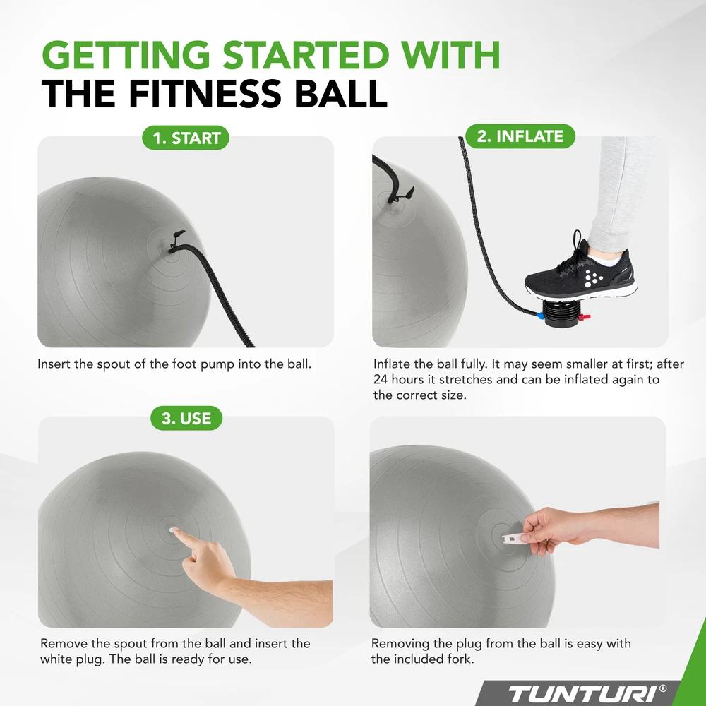 Tunturi Gymball 65cm, sidabrinis