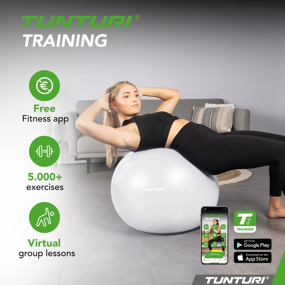 Gimnastikos kamuolys Tunturi Gymball 65–75 cm, Off-baltas, Anti Burst (Diametras: 75 cm)
