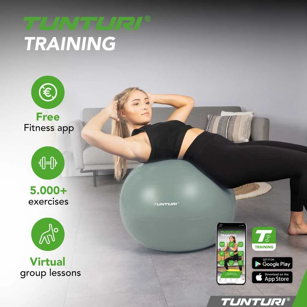 Gimnastikos kamuolys TUNTURI Gymball 90cm, Mint, Anti Burst