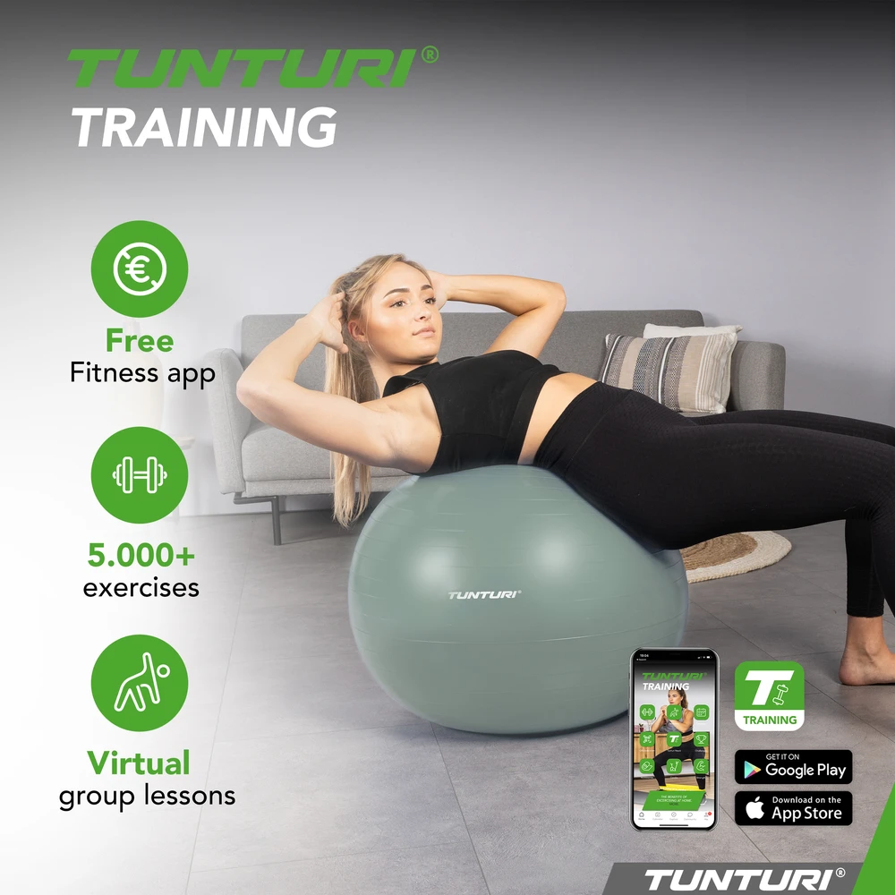 Gimnastikos kamuolys TUNTURI Gymball 90cm, Mint, Anti Burst