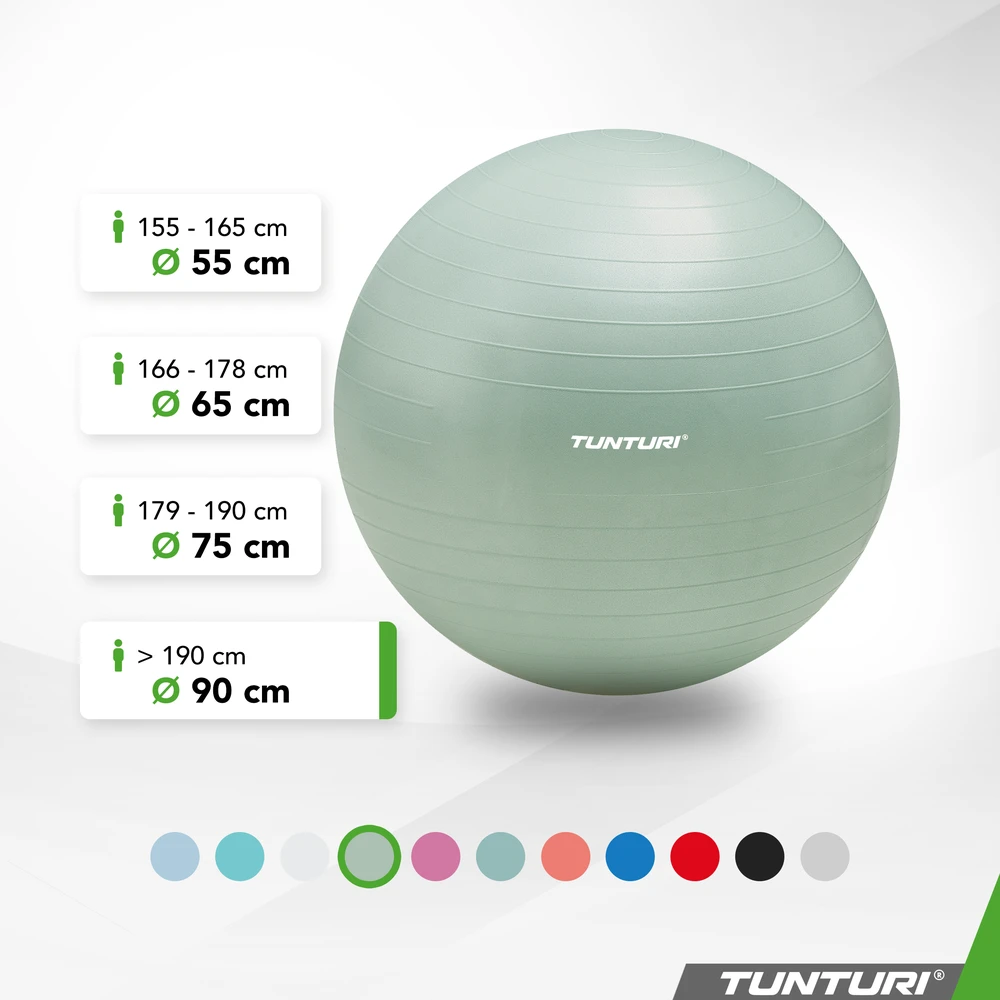 Gimnastikos kamuolys TUNTURI Gymball 90cm, Mint, Anti Burst
