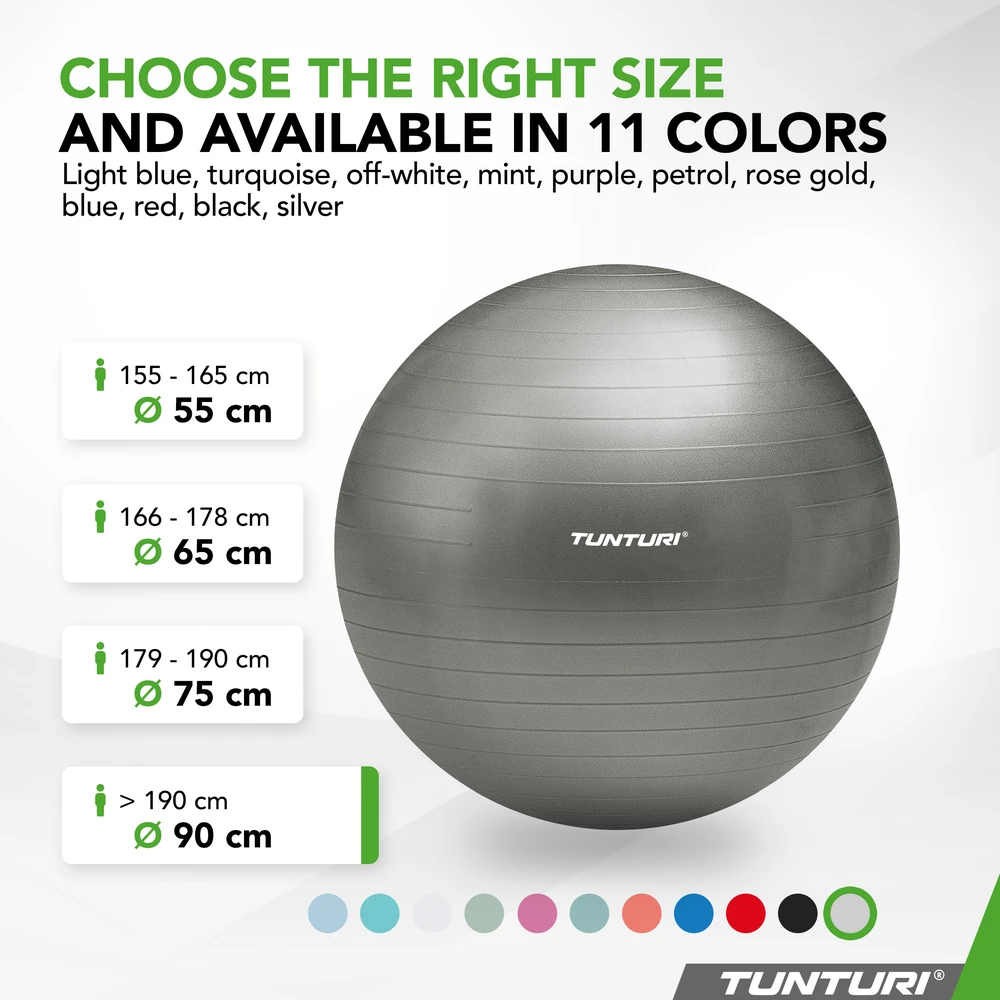 Tunturi Gymball 90cm, sidabrinis
