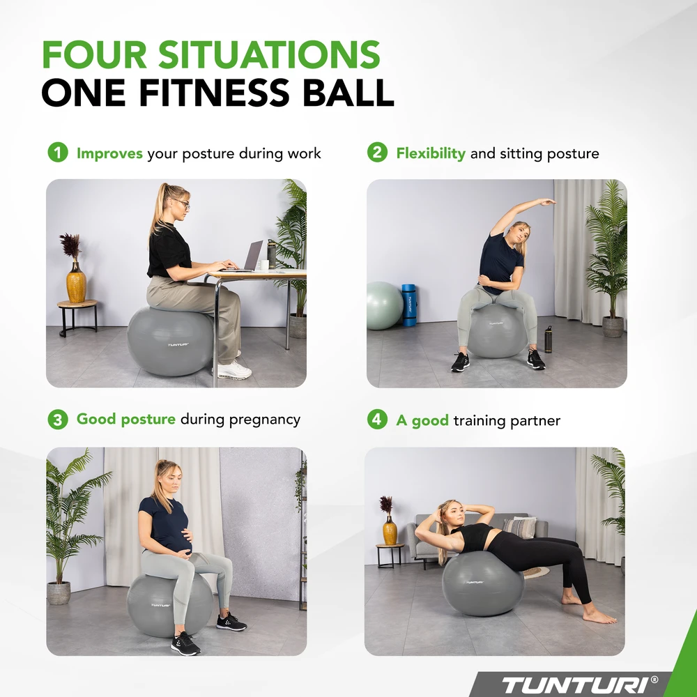 Tunturi Gymball 90cm, sidabrinis