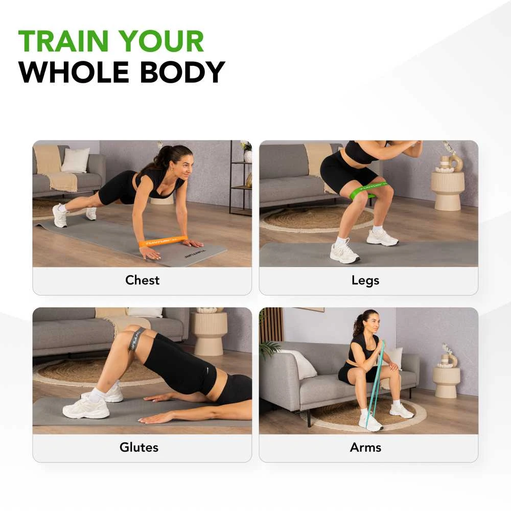 Elastinių pasipriešinimo juostų rinkinys TUNTURI Mini Resistance Band Set, 4 vnt.
