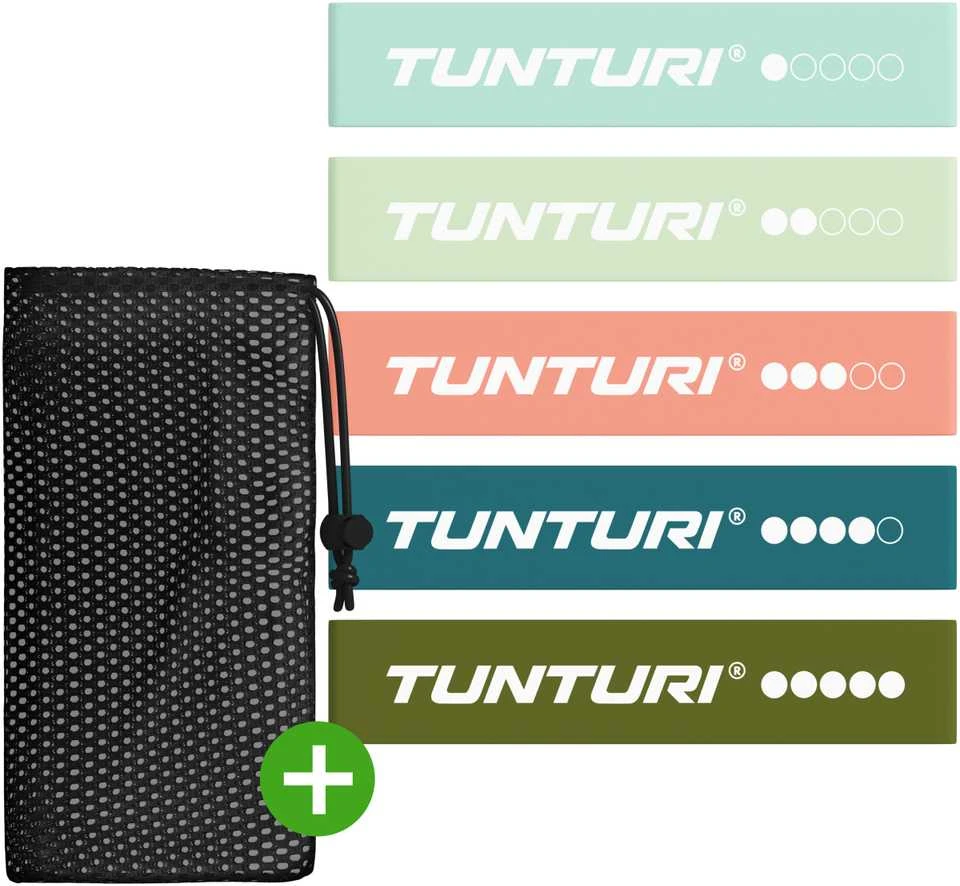 Tunturi mini pasipriešinimo juostų rinkinys, 5 vnt., skirtingi pasipriešinimo lygiai