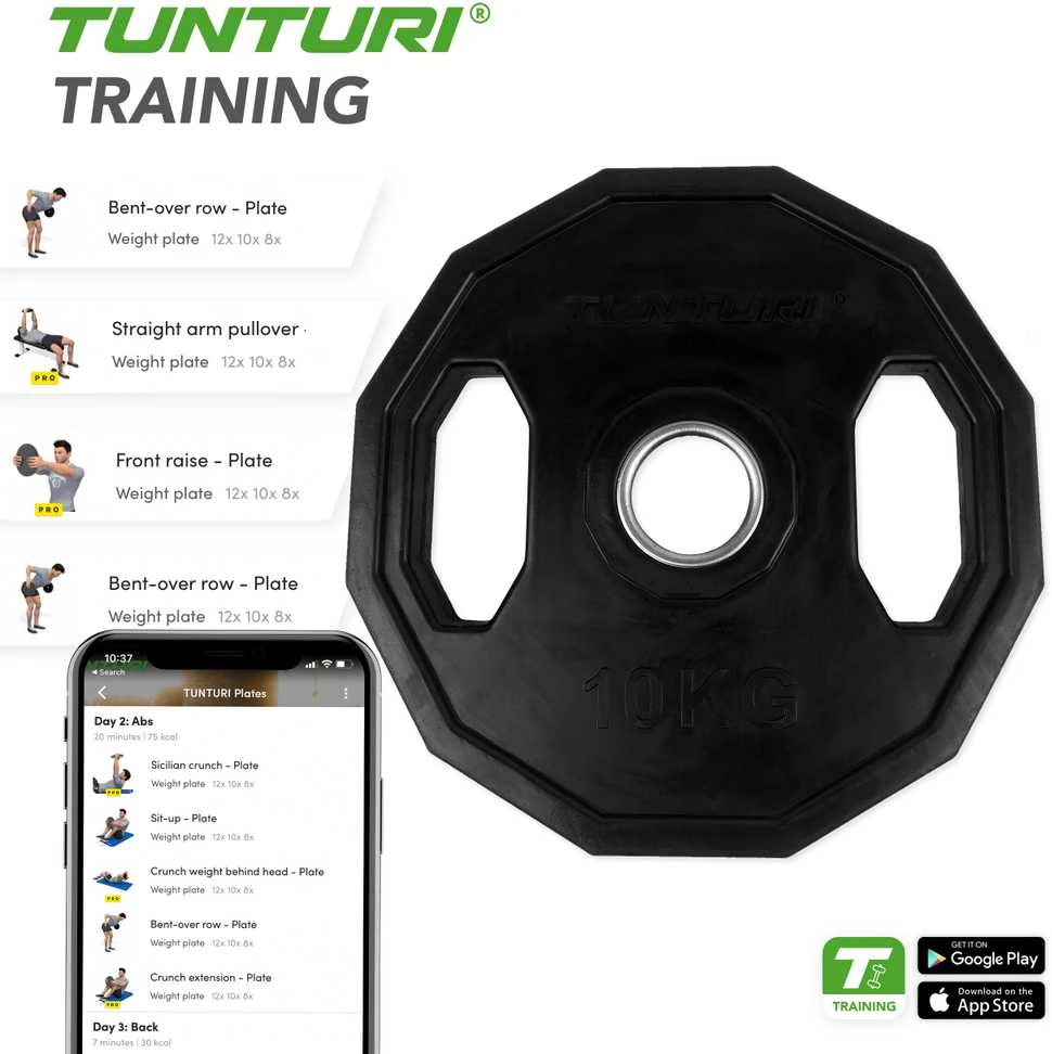 Olimpiniai gumuoti svarmenys TUNTURI 1,25-25kg (Svoris: 1 x 10 kg)