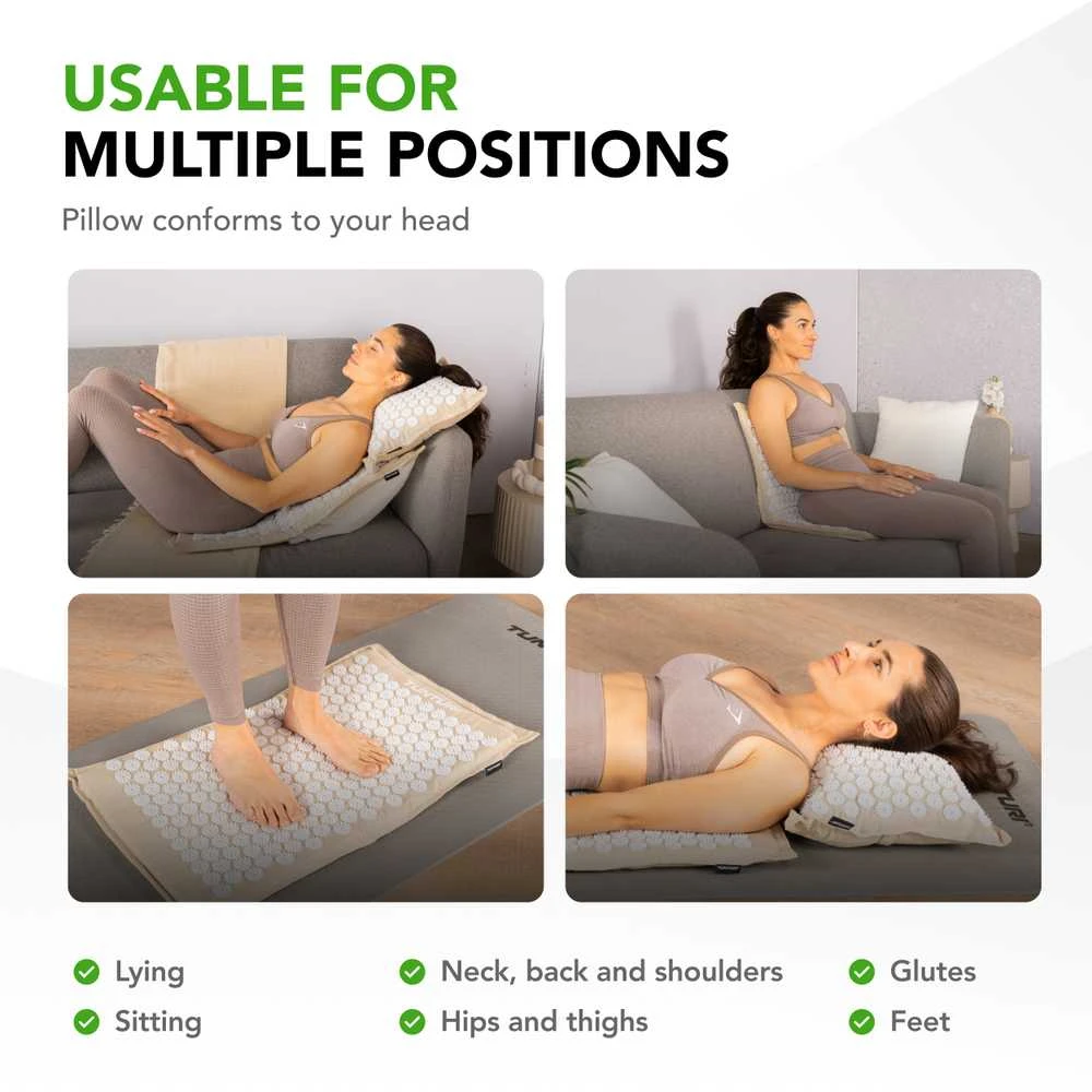Kilimėlis TUNTURI PRO ACUPRESSURE MAT AND PILLOW BEIGE