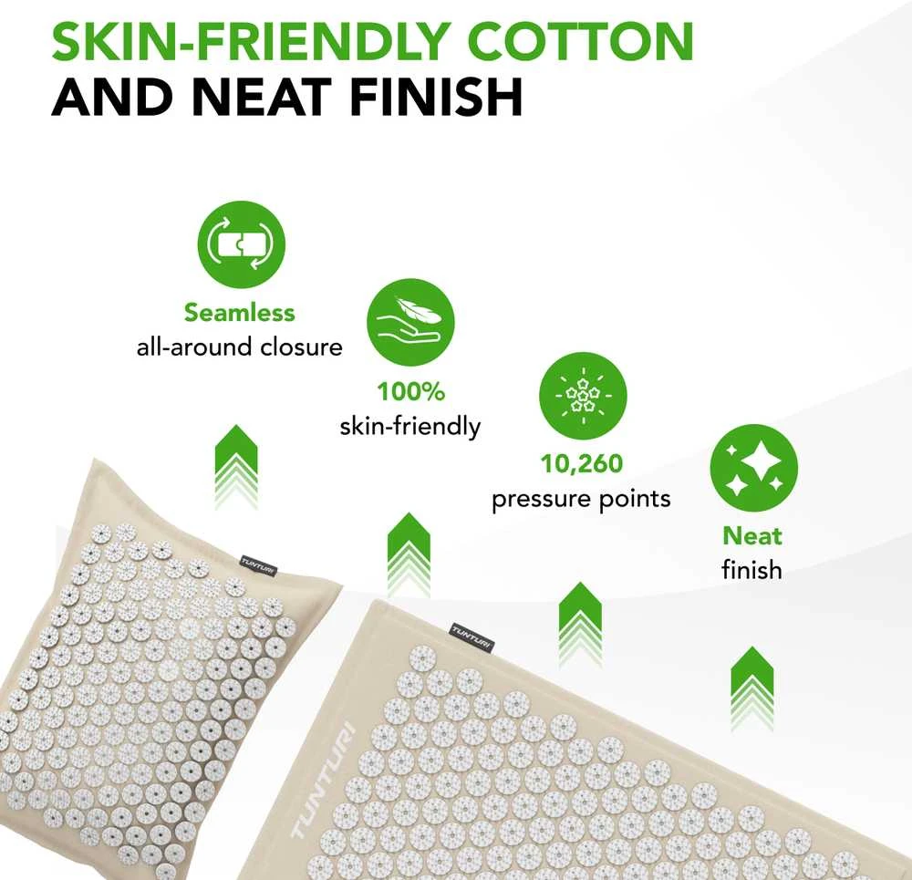 Kilimėlis TUNTURI PRO ACUPRESSURE MAT AND PILLOW BEIGE