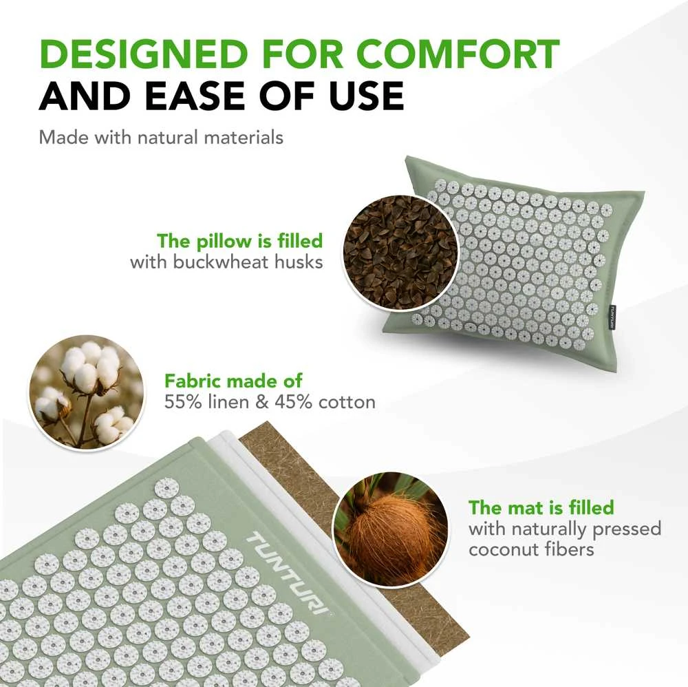 Kilimėlis TUNTURI PRO ACUPRESSURE MAT AND PILLOW MINT