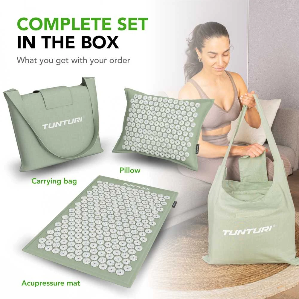 Kilimėlis TUNTURI PRO ACUPRESSURE MAT AND PILLOW MINT