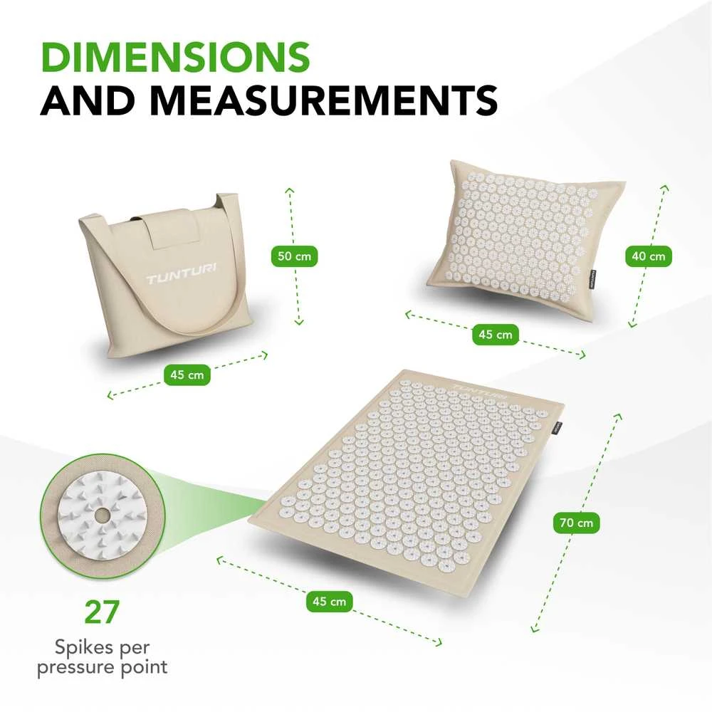 Kilimėlis TUNTURI PRO ACUPRESSURE MAT AND PILLOW BEIGE
