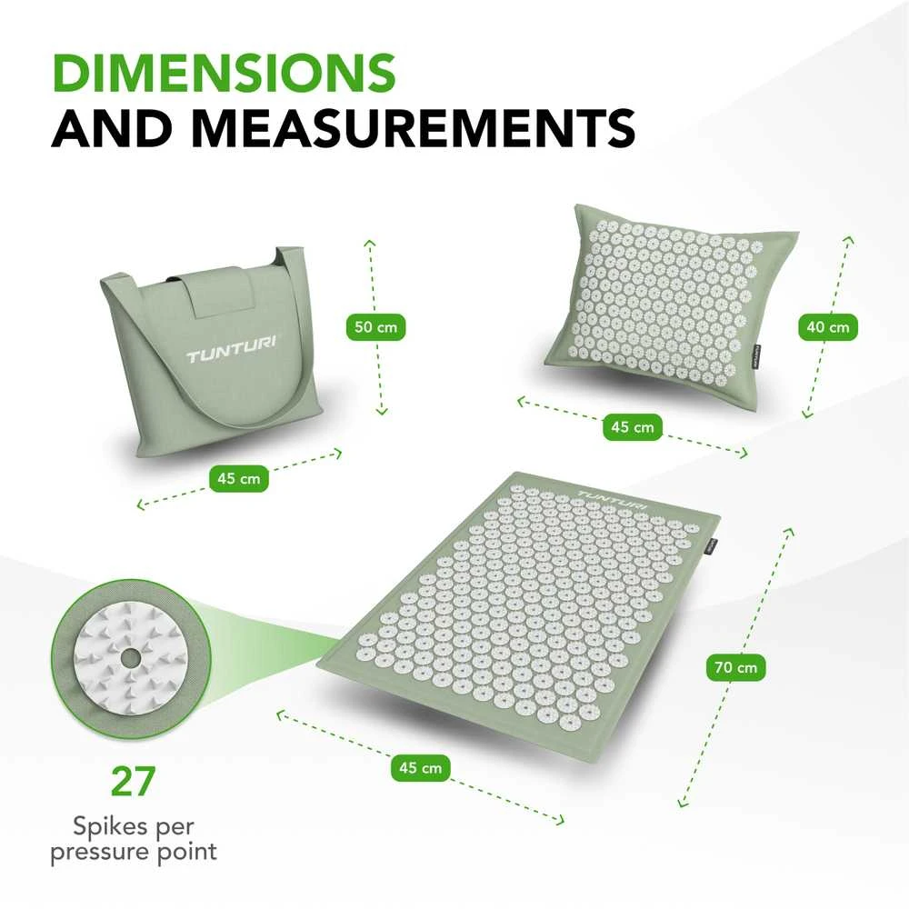 Kilimėlis TUNTURI PRO ACUPRESSURE MAT AND PILLOW MINT