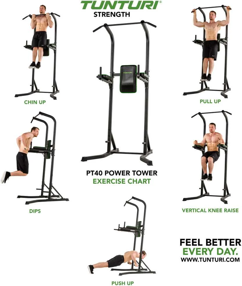 Lygiagretės su skersiniu TUNTURI Power Tower PT40